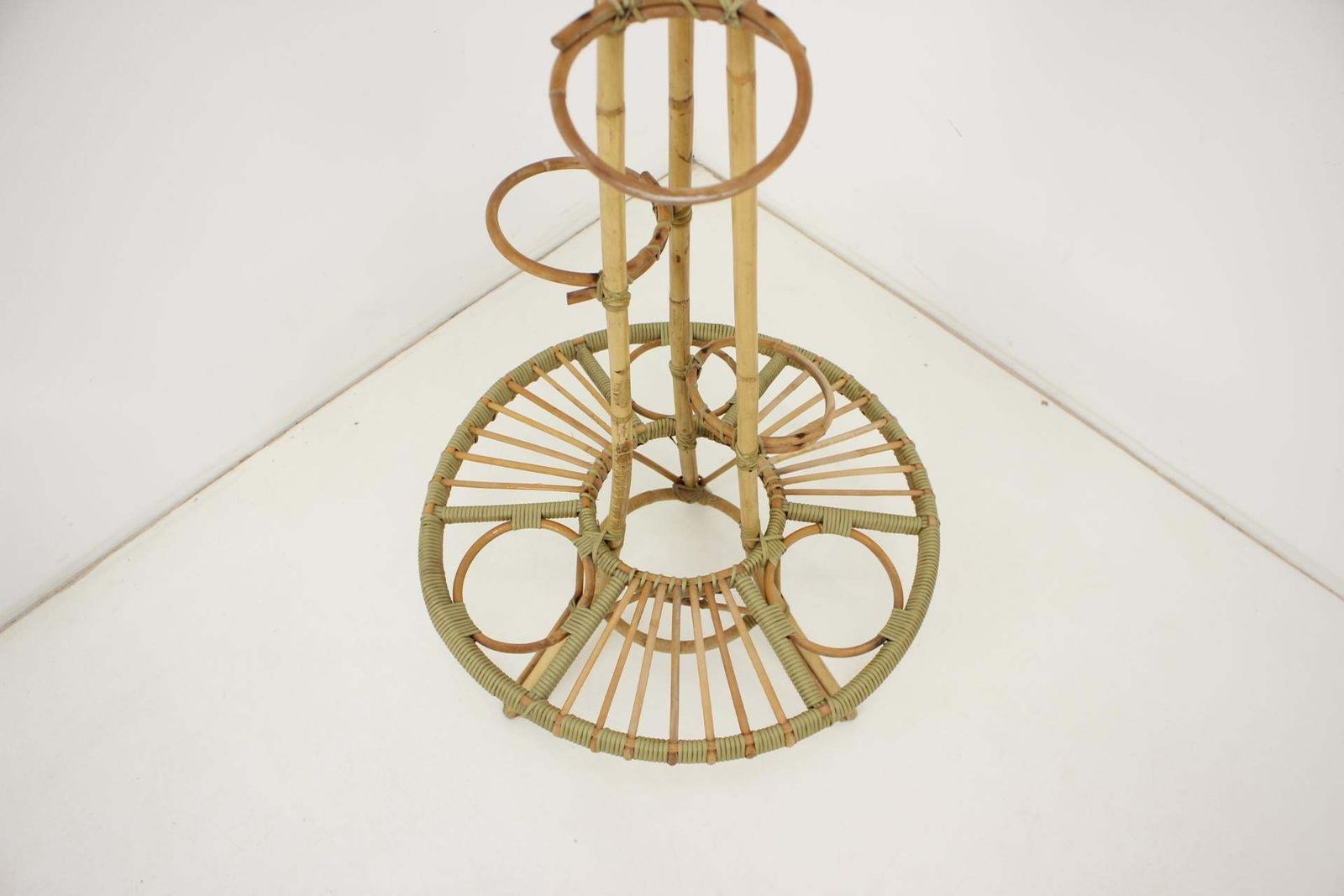Mid Century Rattan Flower Stand, 1960's photo Home Decor