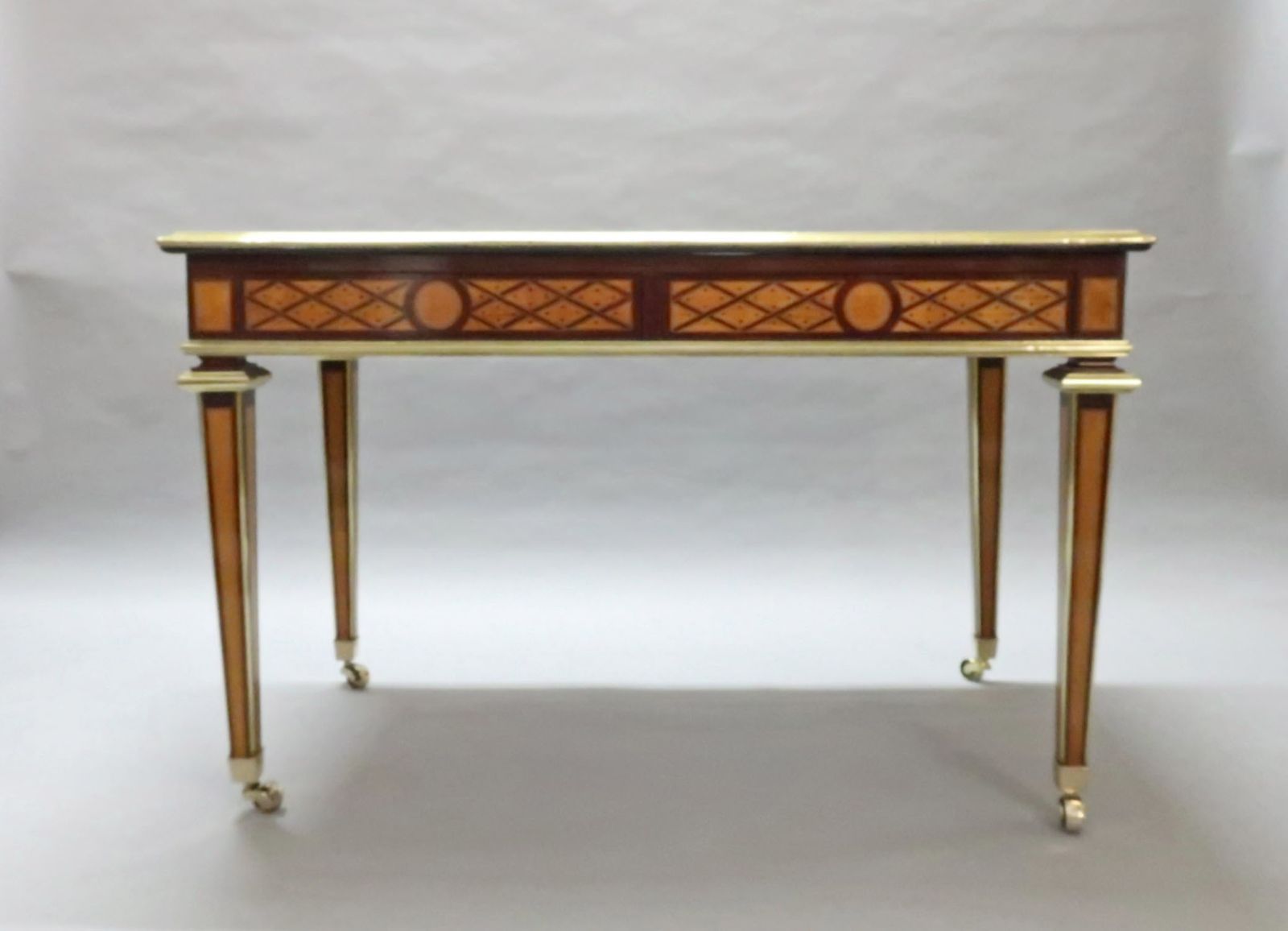 Furniture Victorian Satinwood Parquetry Writing Table Attributed To Donald Ross photo