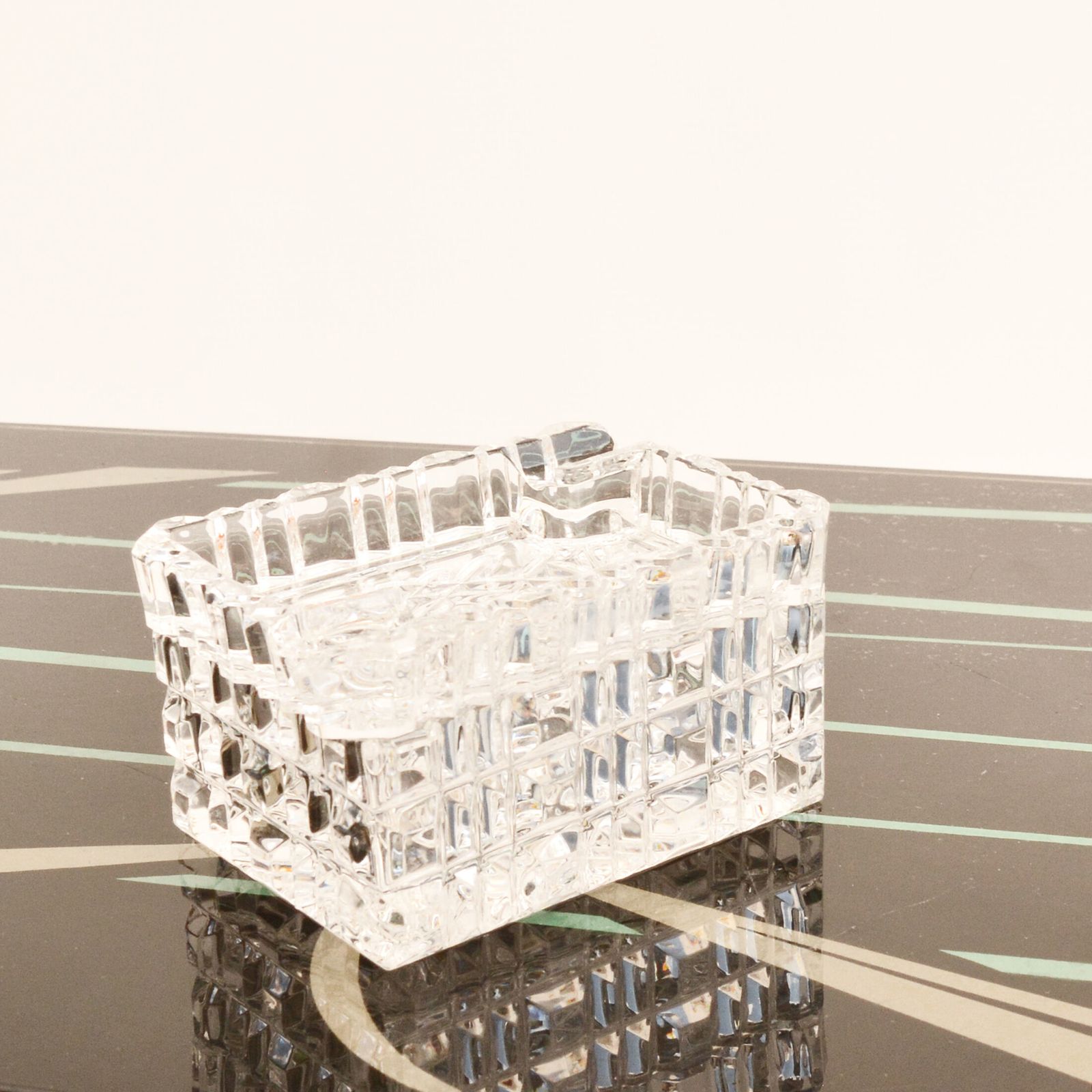 1980s Crystal Ashtray With Cigarette Case, Julia Glassworks, Poland photo for sale