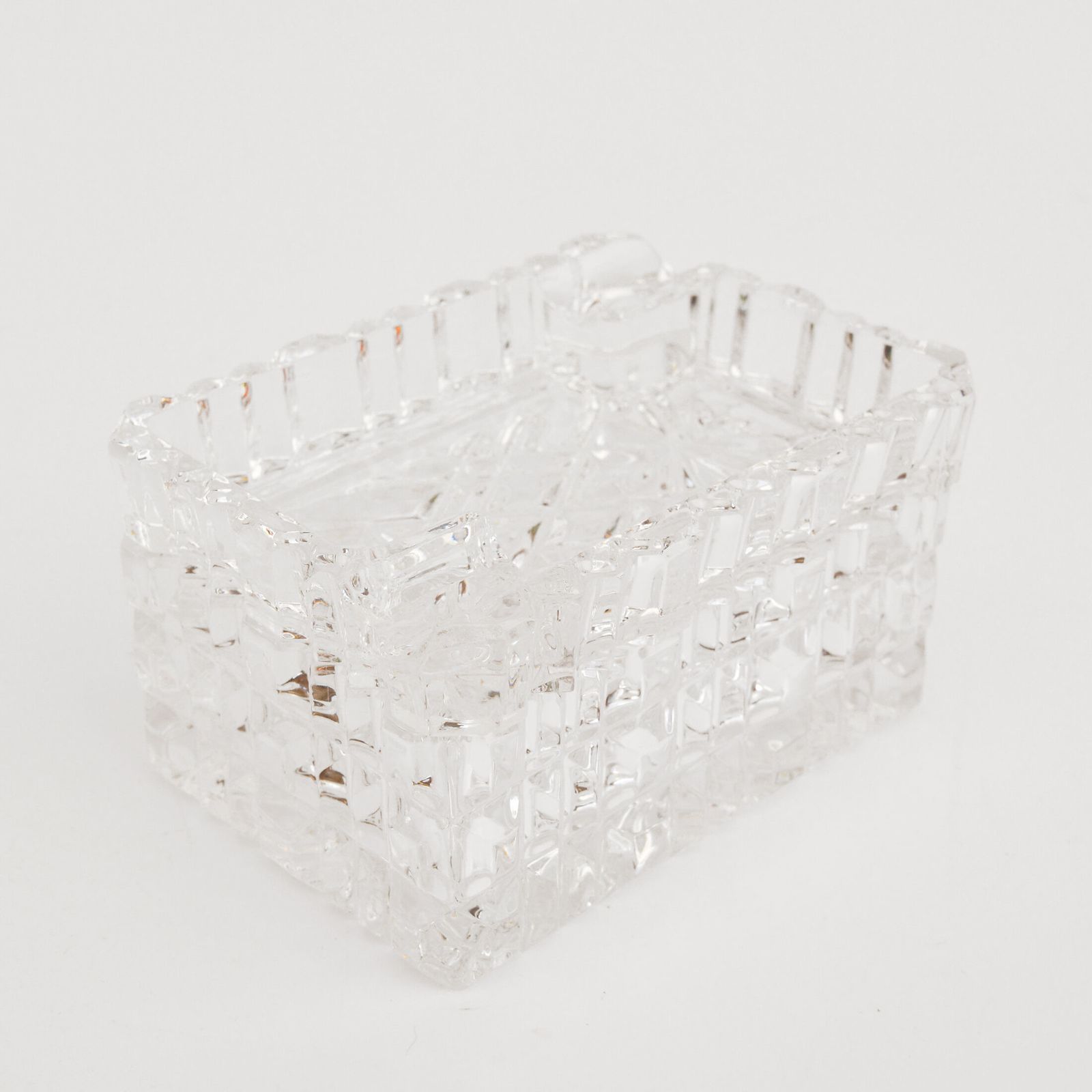 1980s Crystal Ashtray With Cigarette Case, Julia Glassworks, Poland photo Home Decor
