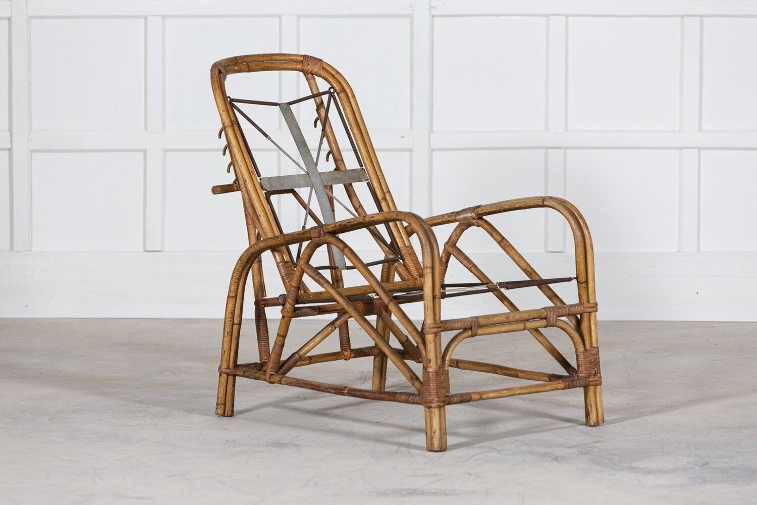 Mid Century English Bamboo Reclining Armchair photo for sale