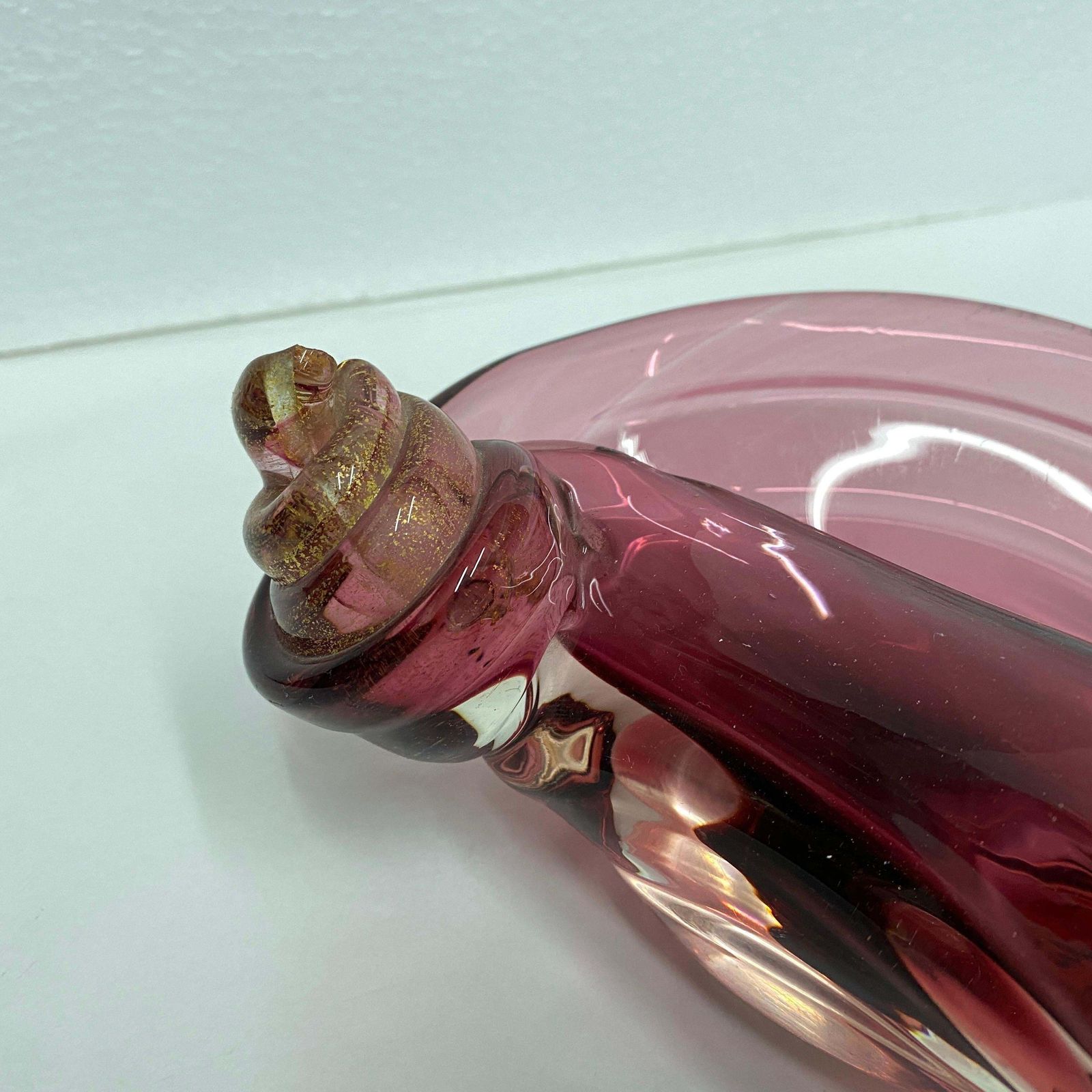 1970s Mid Century Modern Purple And Gold Murano Glass Italian Ashtray photo furniture