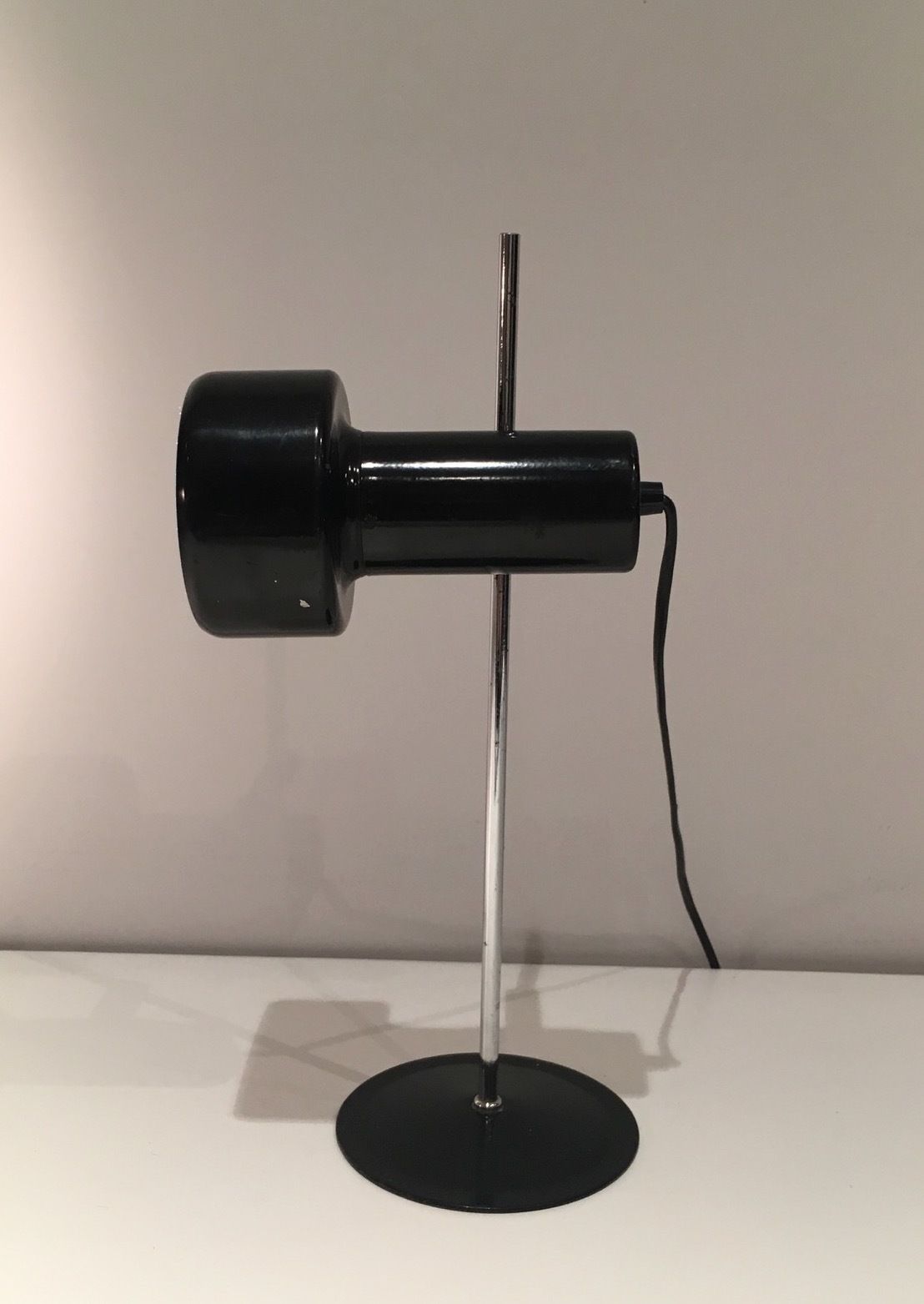 Adjustable Lamp In Black And Chrome Lacquered Metal. French Work. Around 1970 photo for sale