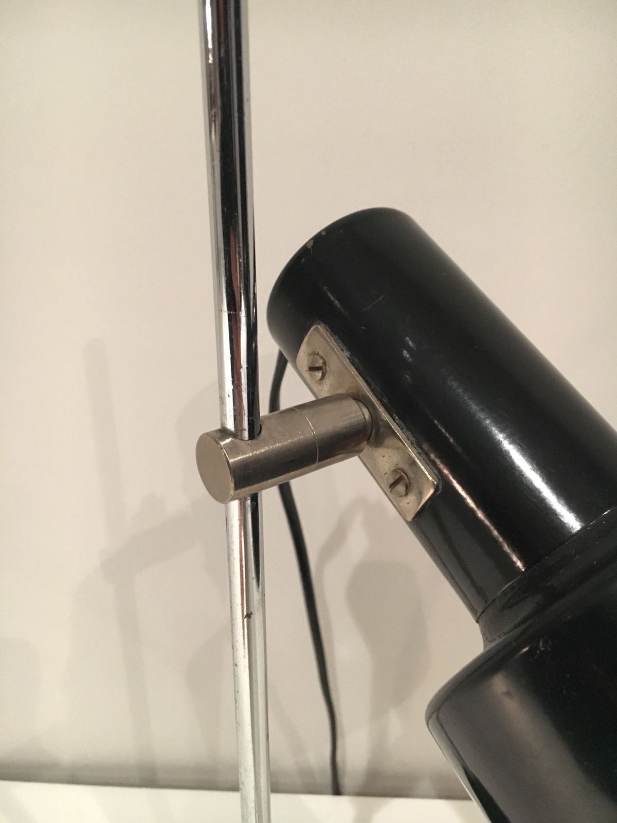photo for sale Adjustable Lamp In Black And Chrome Lacquered Metal. French Work. Around 1970
