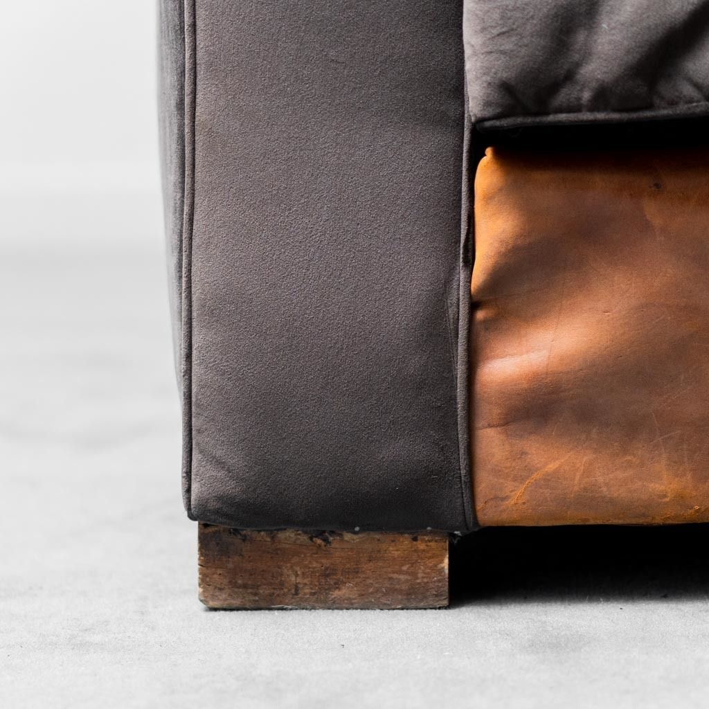 Vintage Modern 1940s Leather Velvet Club Armchair photo 385.0