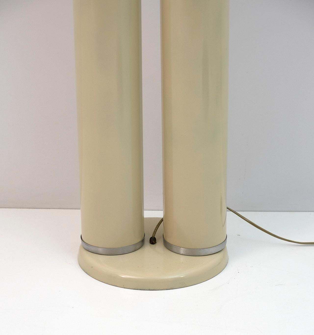 Space Age Opaline Glass And Lacquered Metal Cylinders Floor Lamp, 1970s photo 2048.0