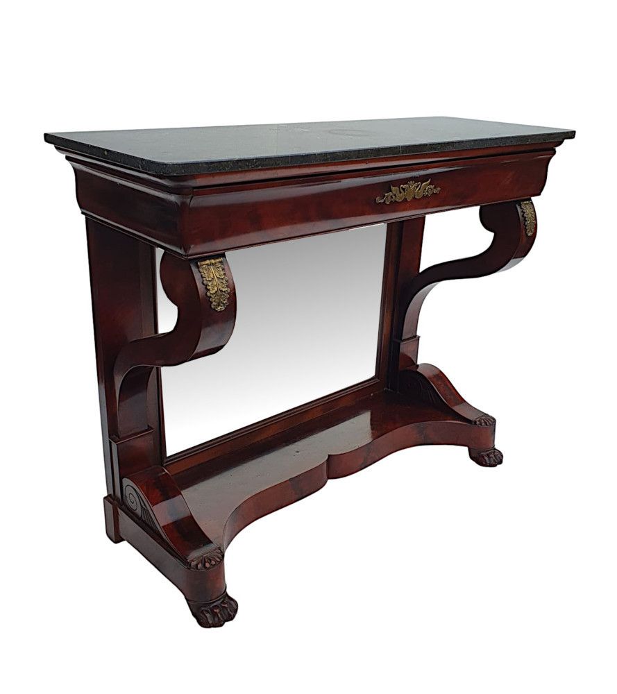 A Very Fine 19th Century Flame Mahogany Marble Top Console Table photo furniture