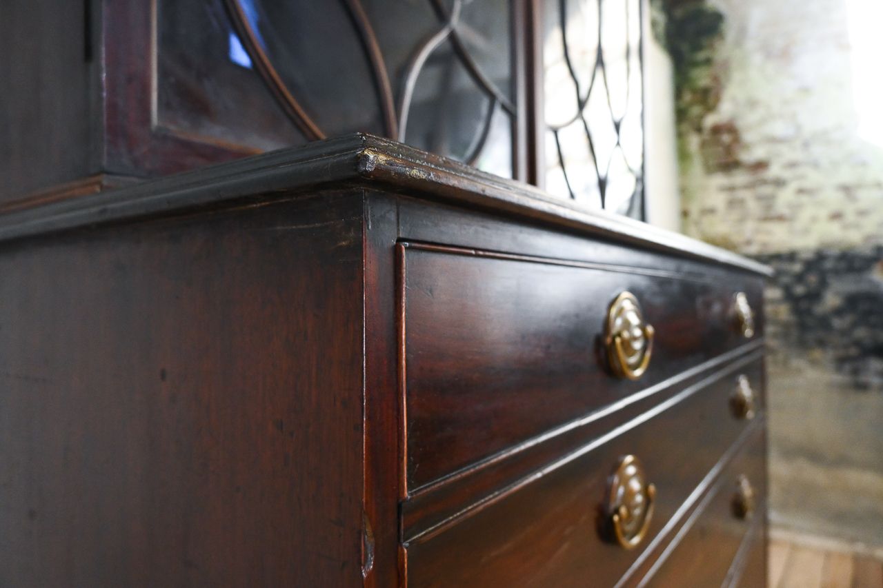 A George III Mahogany Astral Glazed Secretaire Bookcase photo Furniture