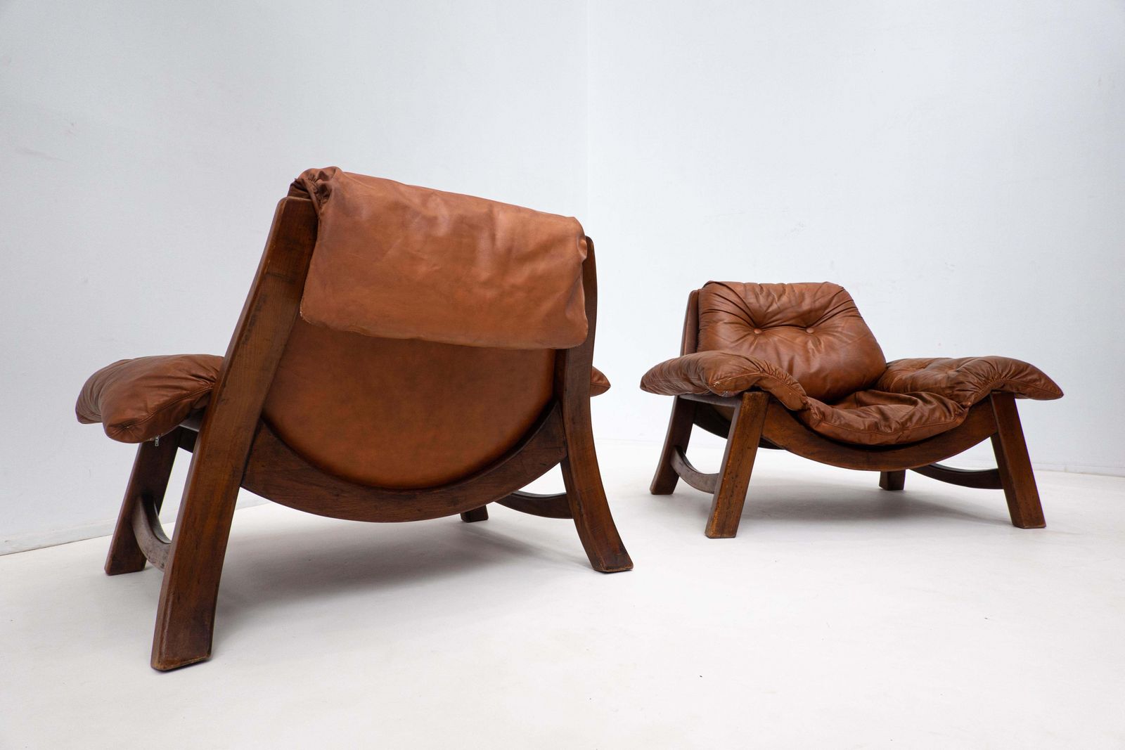 photo vintage Mid Century Living Room Set, Original Cognac Leather,Brazilian Style, 1960s