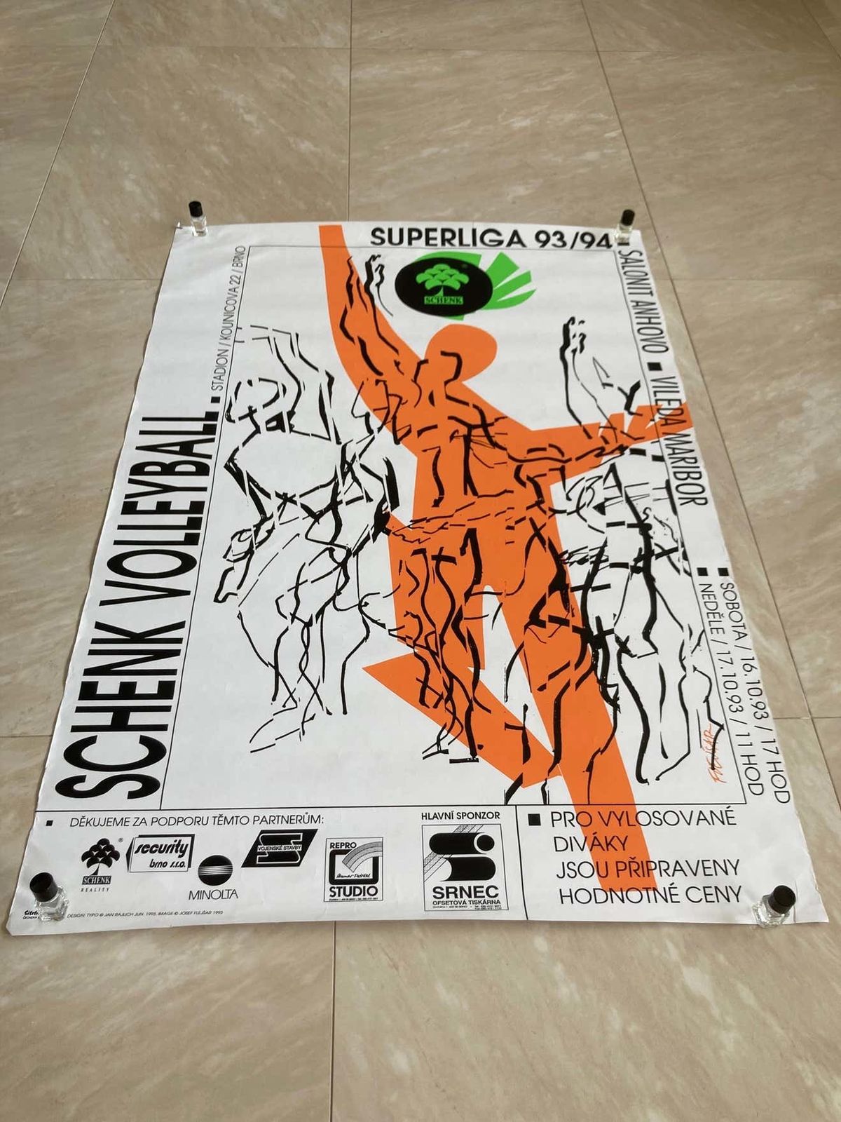Original Sport Design Volleyball Poster  1993 Czechoslovakia photo for sale