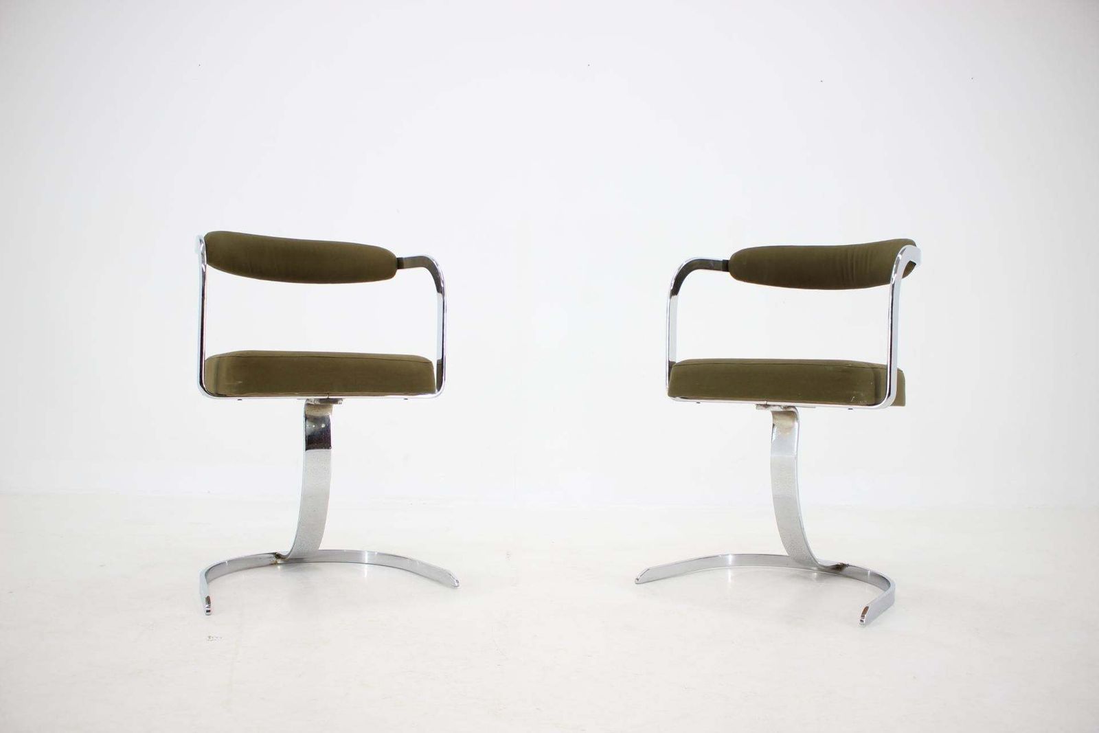 Pair Of Two Very Special French Mid Century Space Age Dining Chairs   1960s photo furniture