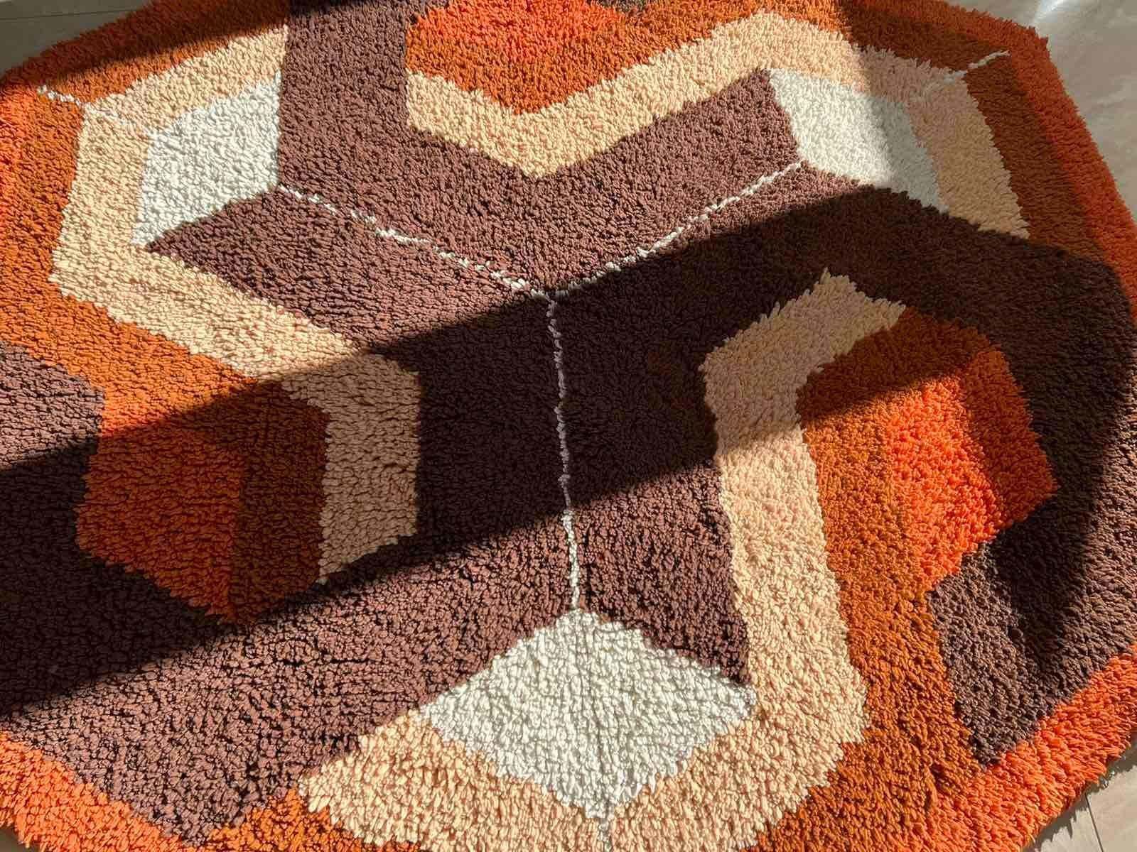 Midcentury Rare Carpet Or Rug Hexagon, Denmark, 1960s photo buy