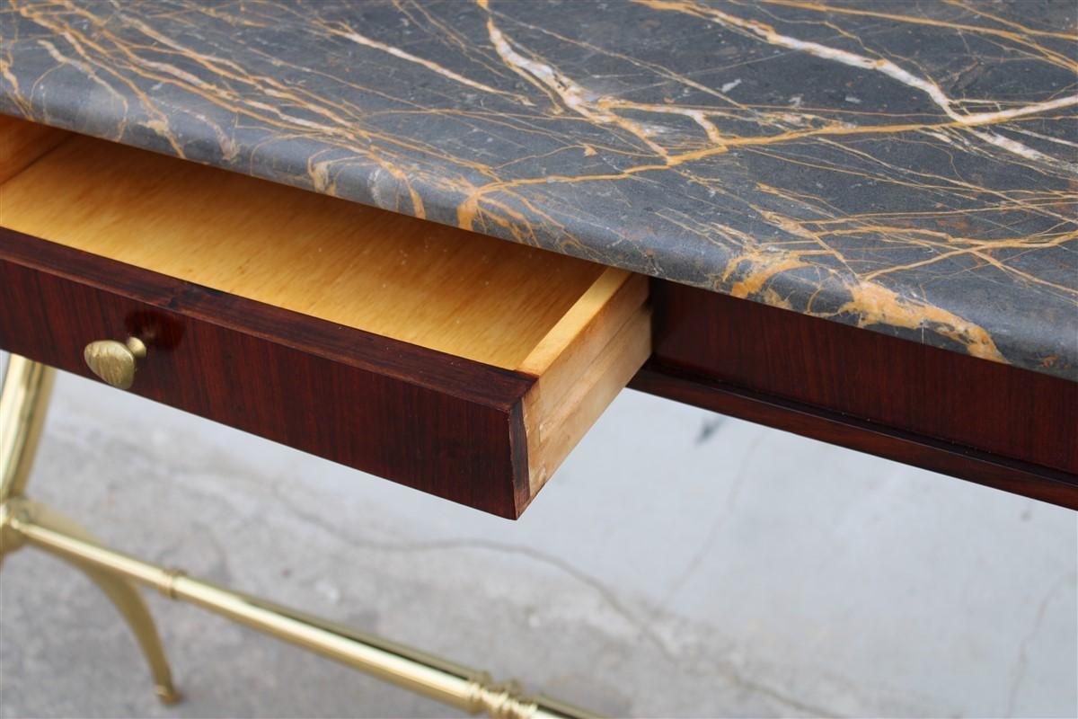 photo furniture Mid Century Italian Console Wood Marble Portoro Solid Brass Paolo Buffa Design