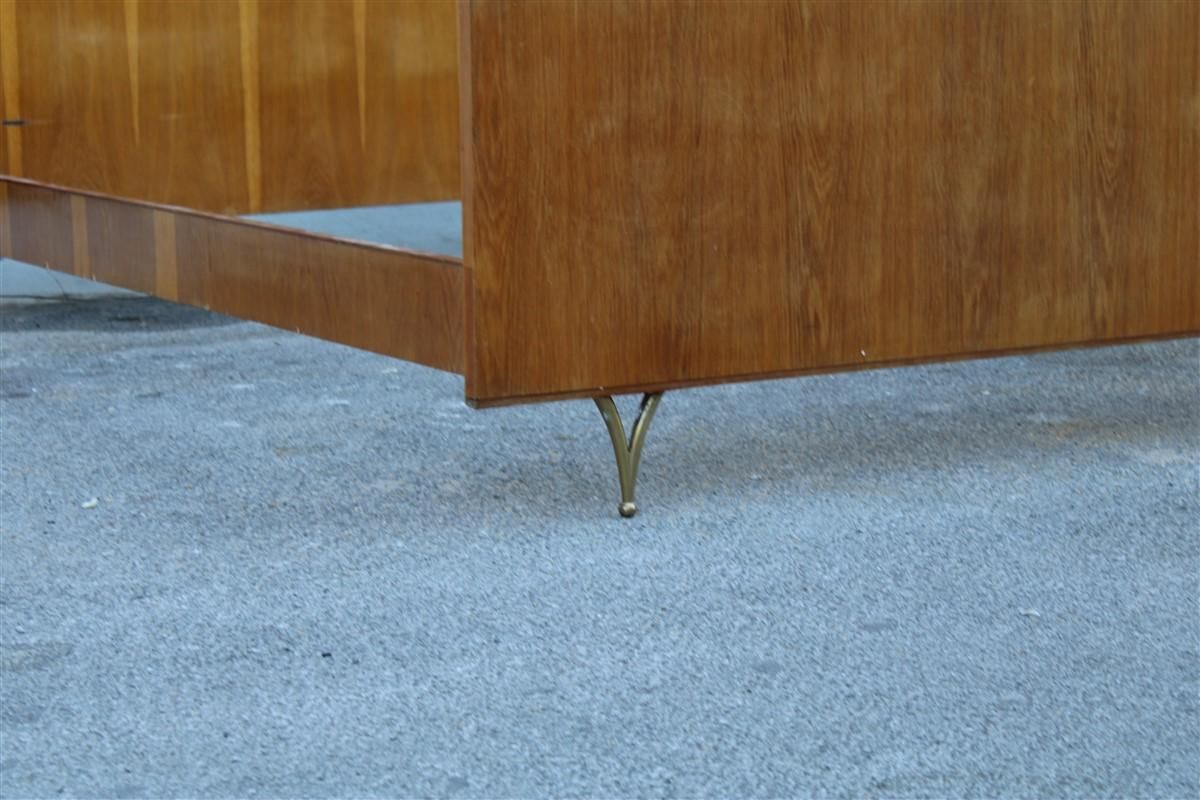 Large Mid Century Italian Bed In Chestnut And Brass By Gio Ponti Attributed 1950 photo Furniture
