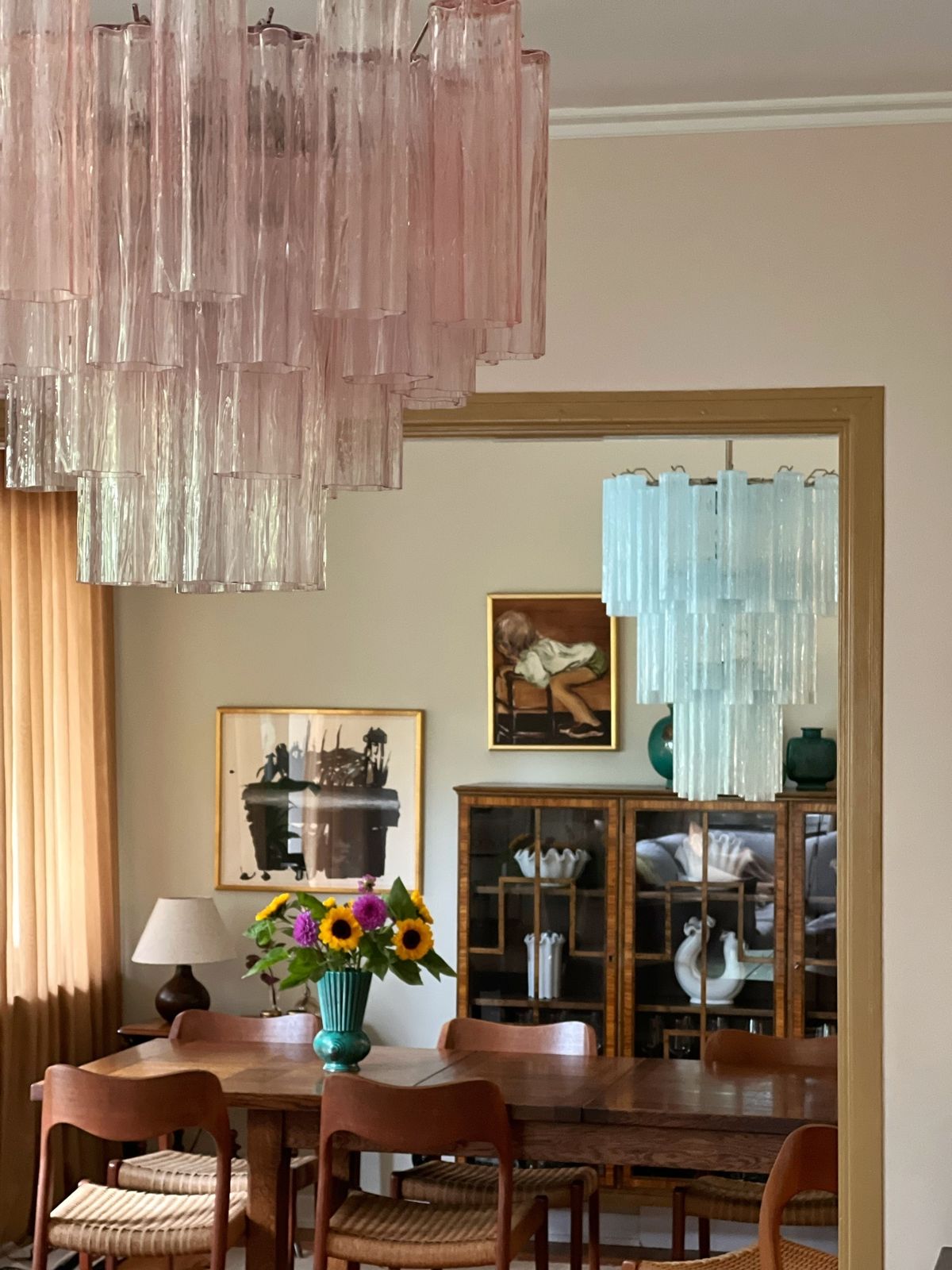 Ice Blue Murano Glass Chandelier 'Tubular'. Xl. photo for sale