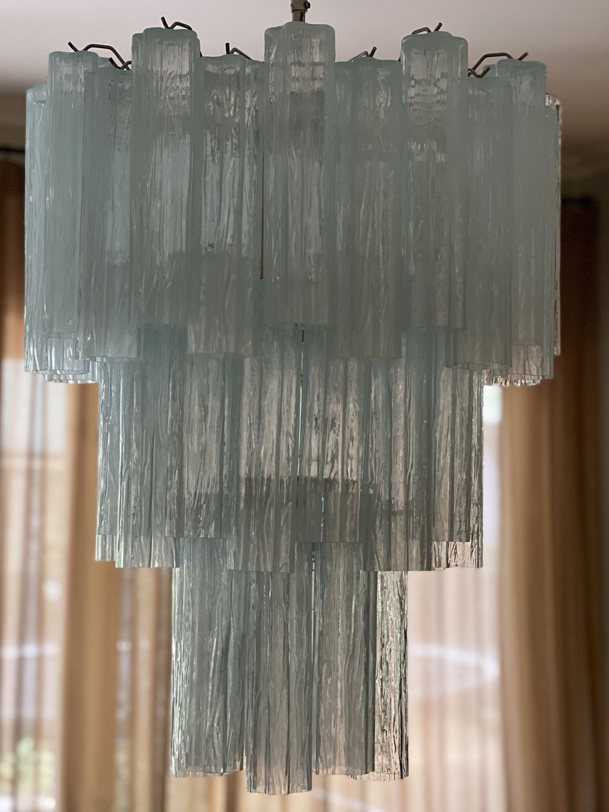 Ice Blue Murano Glass Chandelier 'Tubular'. Xl. photo buy