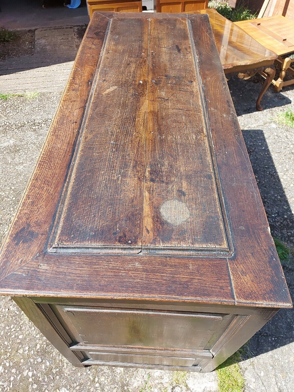 Gorgeous, Large 19th Century Oak Panelled Mule Chest With Three Drawers photo buy