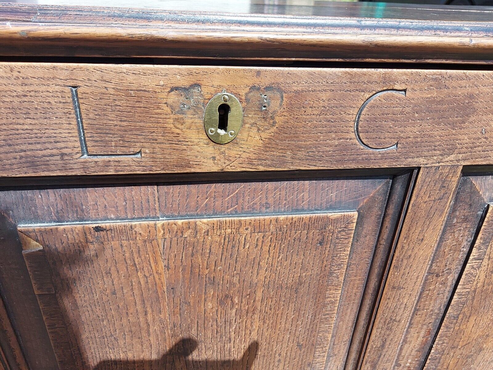 Gorgeous, Large 19th Century Oak Panelled Mule Chest With Three Drawers photo vintage