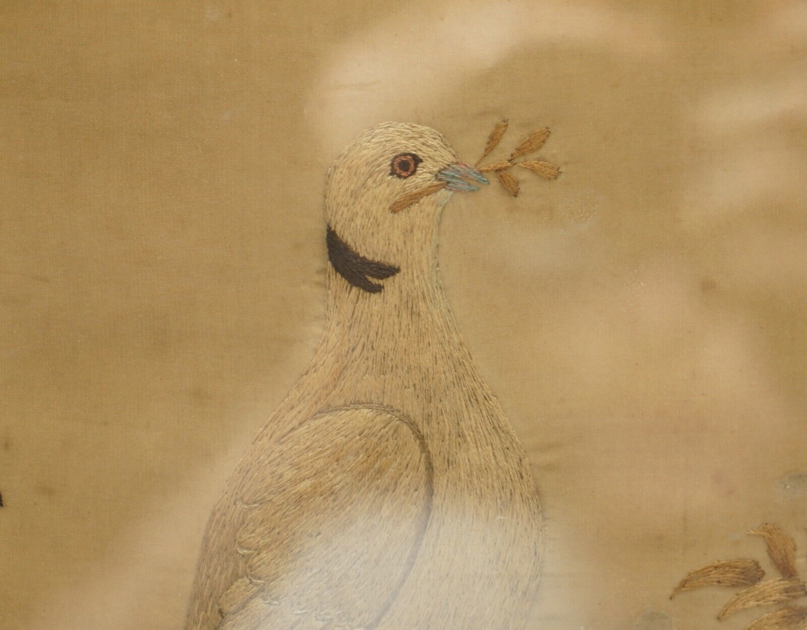 Art Pair Of 19th Century Silk Hand Woven Tapestries Pictures Depicting Birds Fruit photo