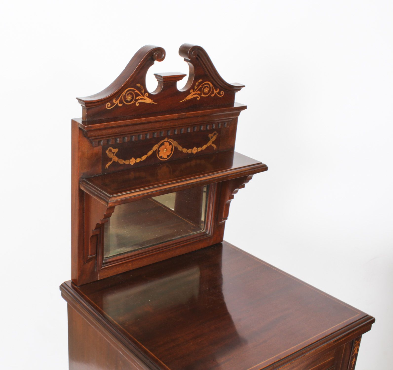 Pair Edwardian Mahogany Marquetry Bedside Chests 19th C photo 2850.0
