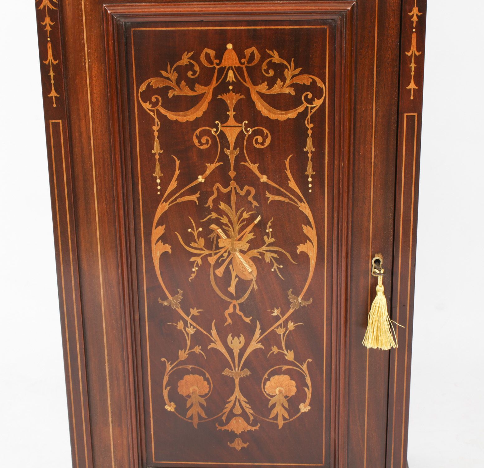 Pair Edwardian Mahogany Marquetry Bedside Chests 19th C photo vintage