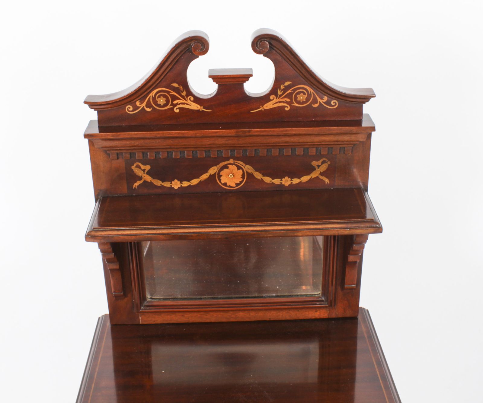 Furniture Pair Edwardian Mahogany Marquetry Bedside Chests 19th C photo