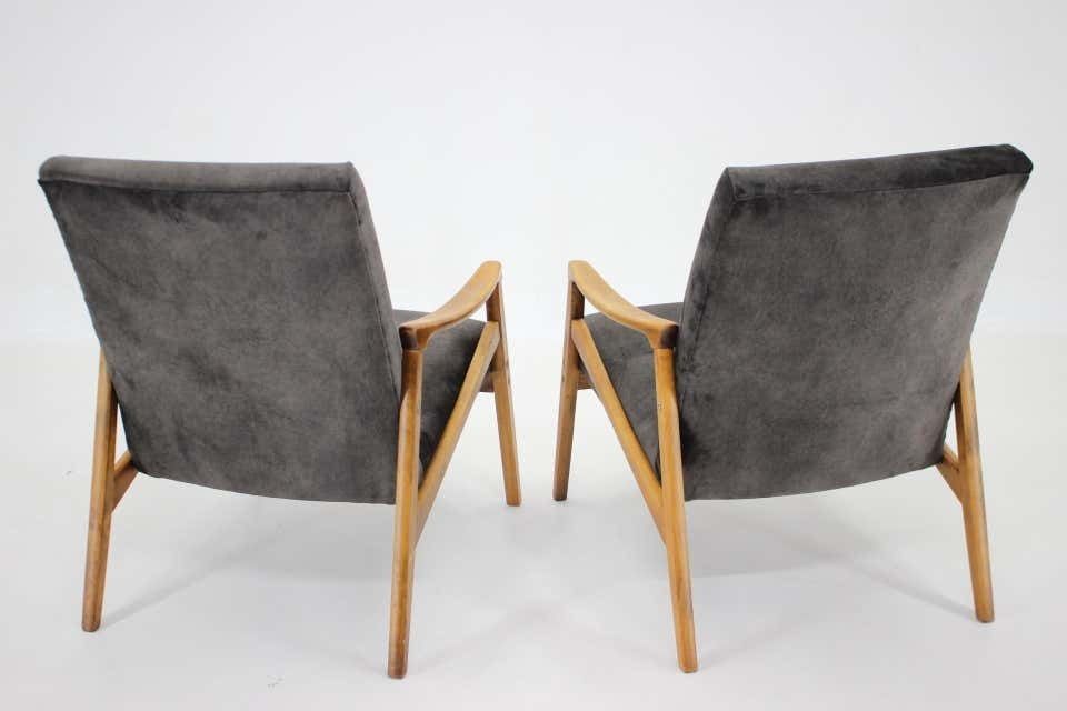 1960s Pair Of Beech Armchairs Czechoslovakia photo buy
