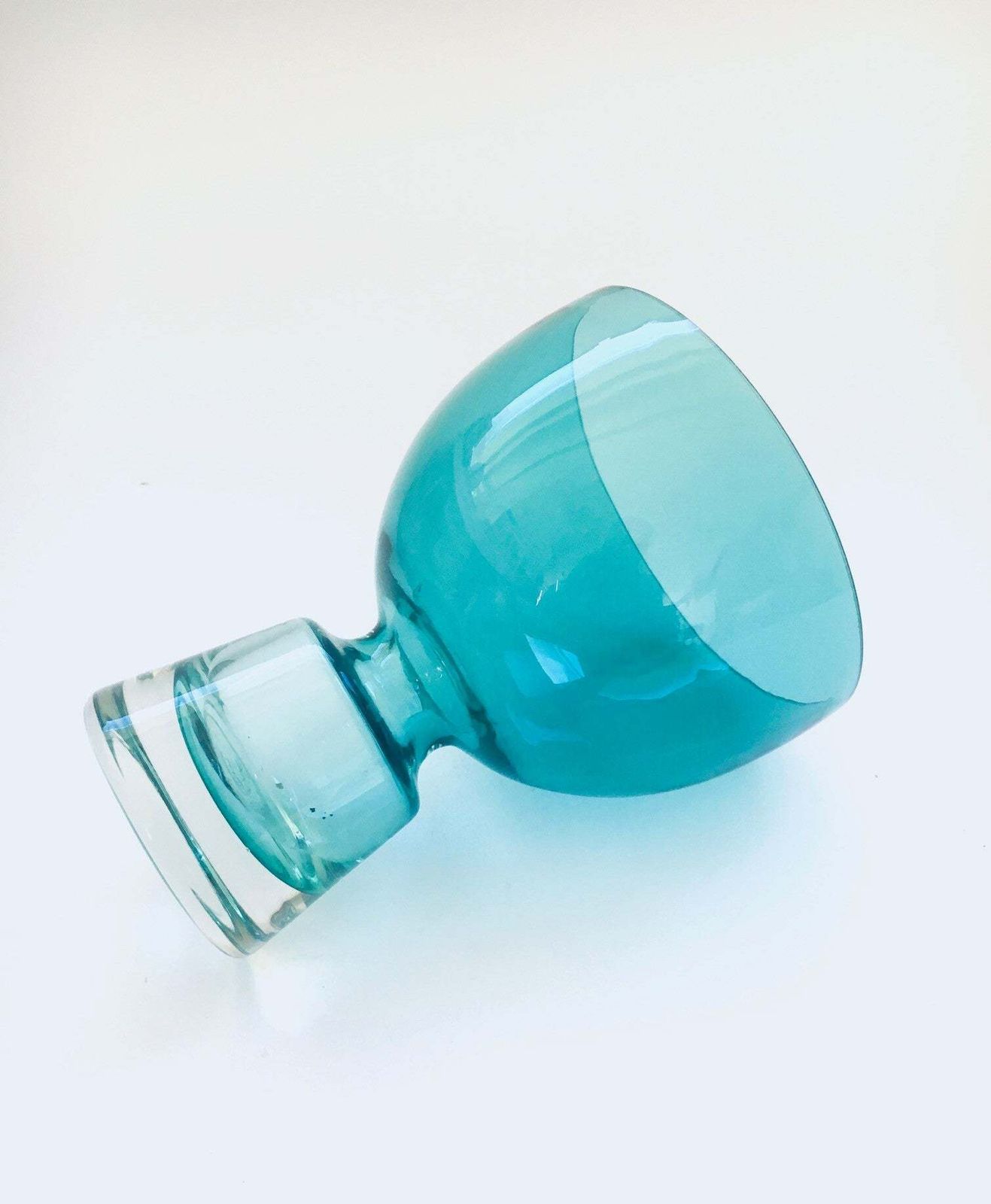 Scandinavian Design Glass Cup Vase, Finland 1960's photo 57.04