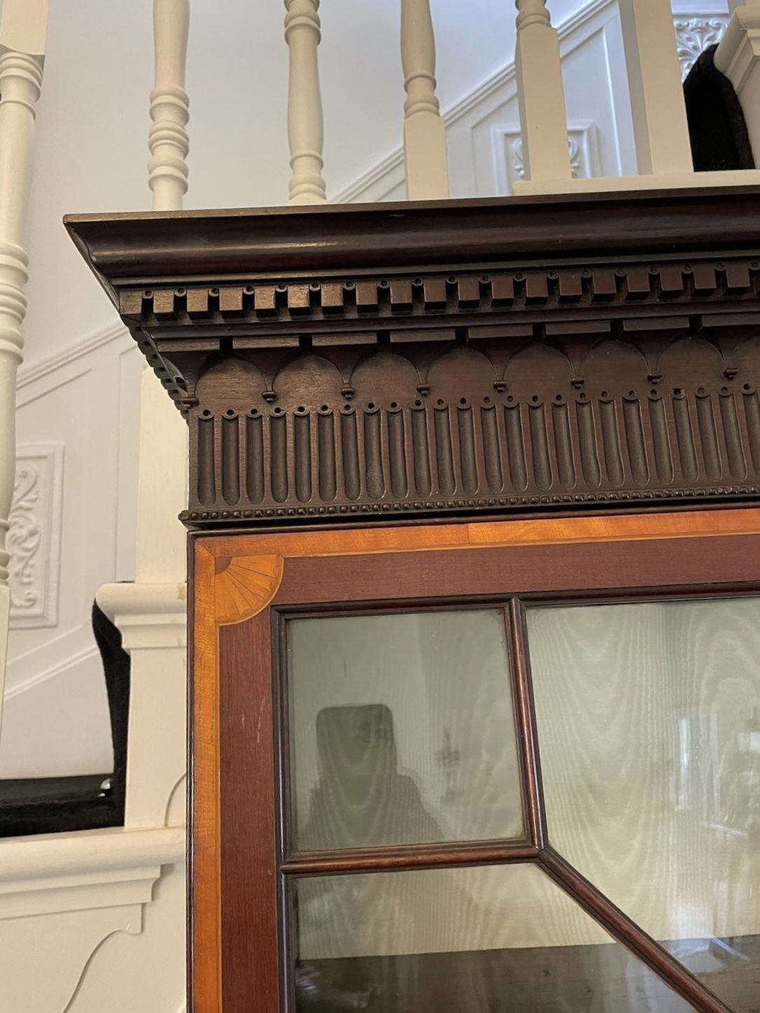 photo vintage Outstanding Quality Antique Mahogany Inlaid Bureau Bookcase