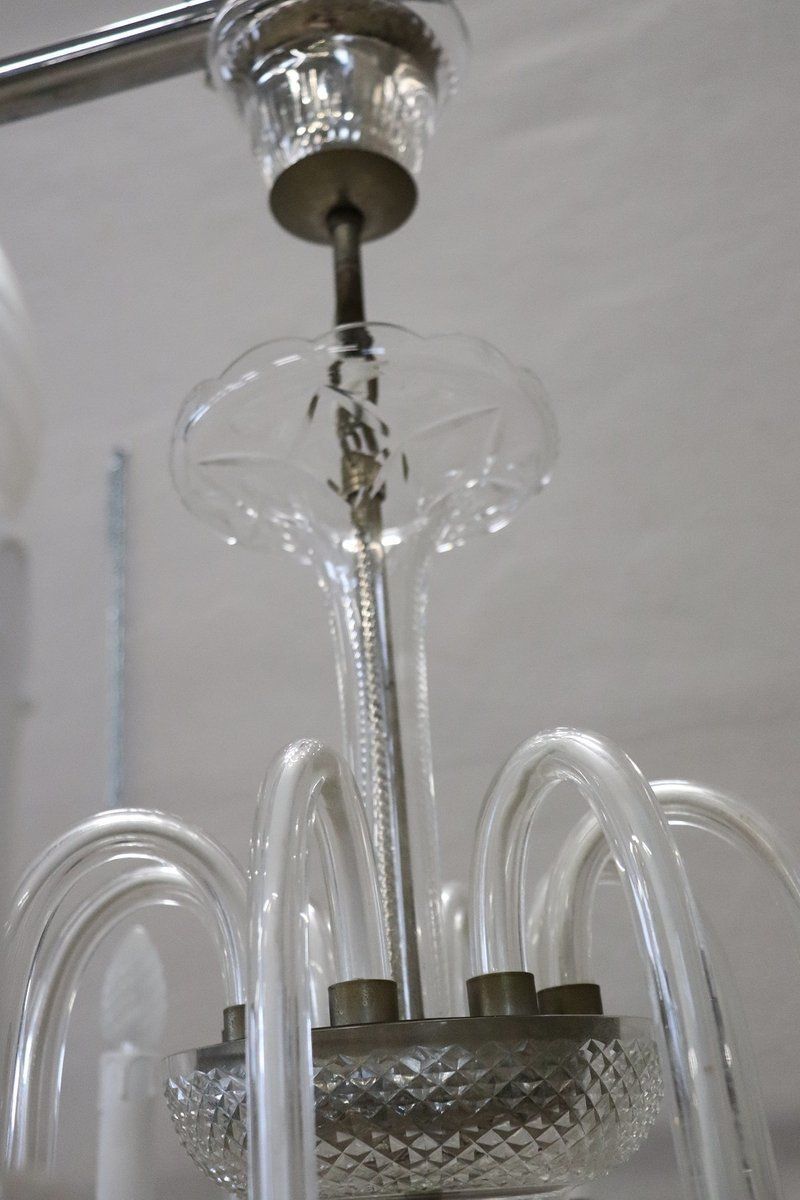 Vintage Transparent Murano Glass Chandelier 1980s photo vintage