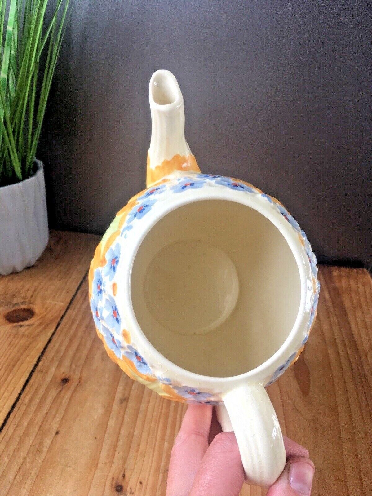 Art Deco Burleigh Ware Butterfly Floral Pattern Teapot & Trivet Stand Vintage photo vintage