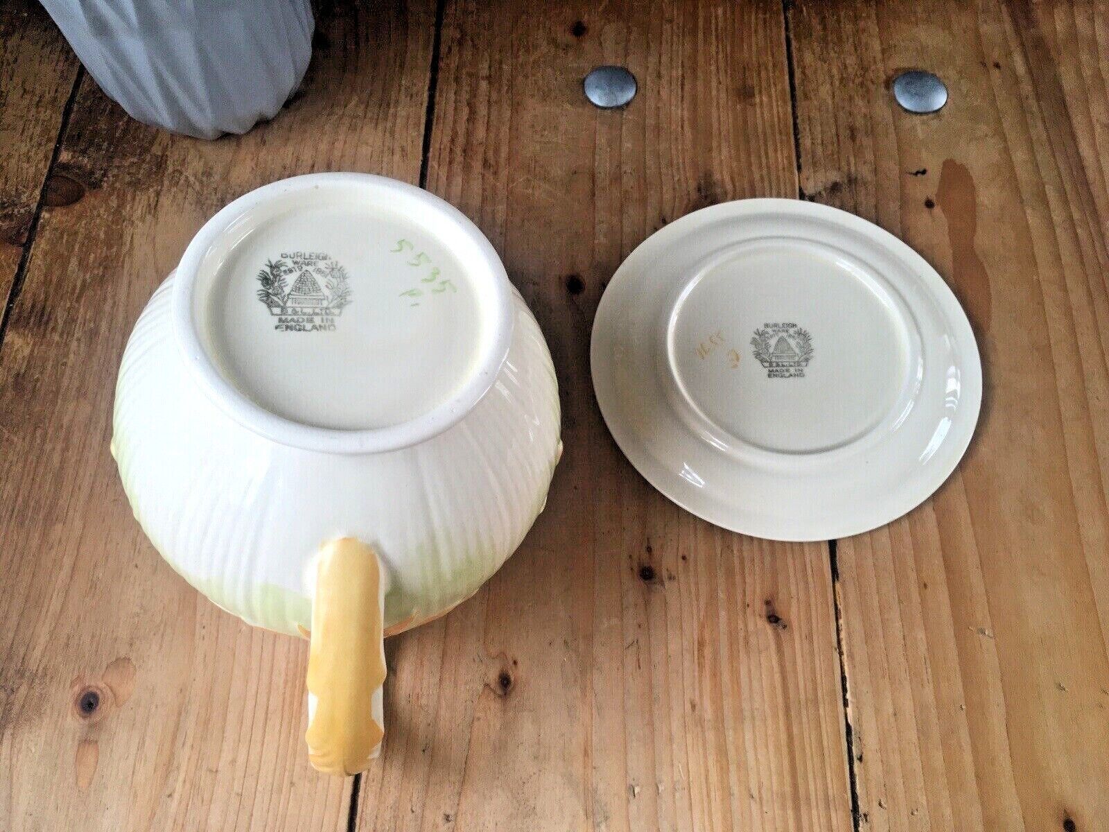 photo furniture Art Deco Burleigh Ware Butterfly Floral Pattern Teapot & Trivet Stand Vintage