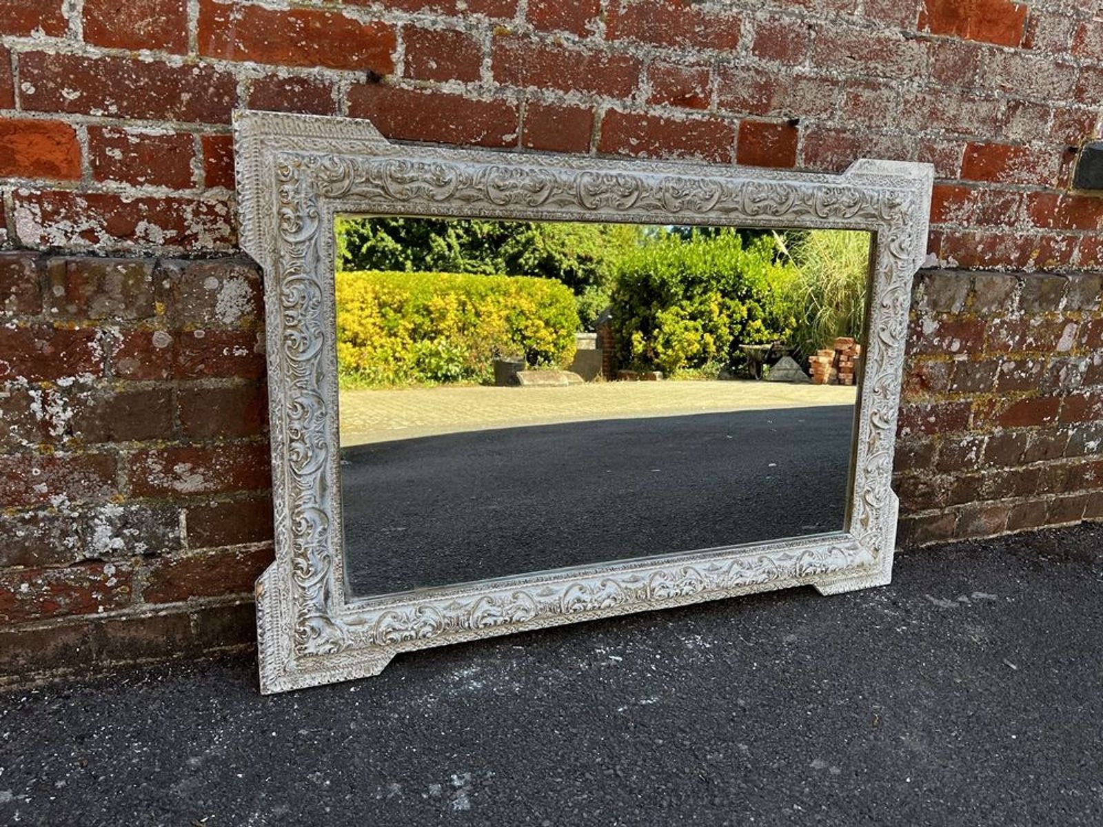 A Wonderful Highly Useful Antique French 19th C Carved Wood Mirror.