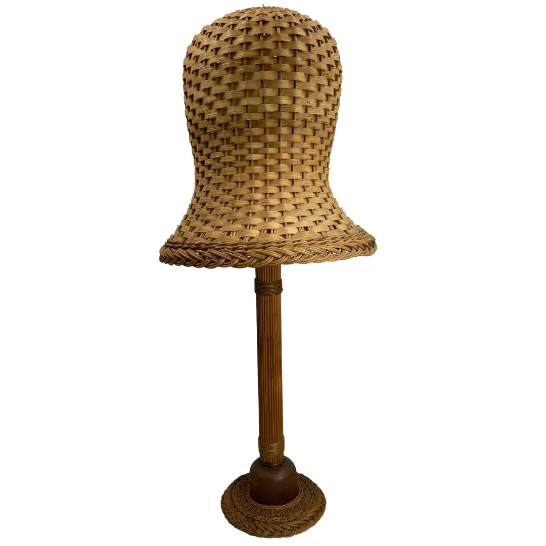 Midcentury Scandinavian Rattan Wicker Mushroom Floor Lamp, 1960s photo furniture