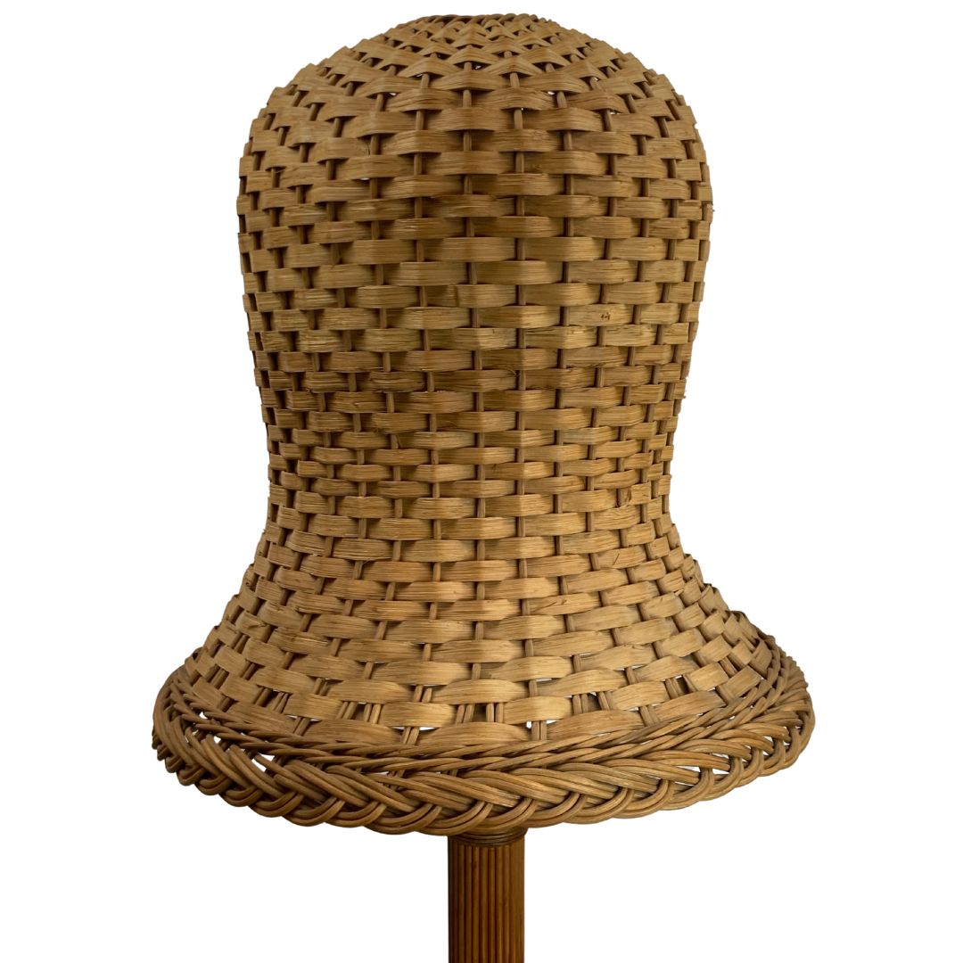 photo for sale Midcentury Scandinavian Rattan Wicker Mushroom Floor Lamp, 1960s