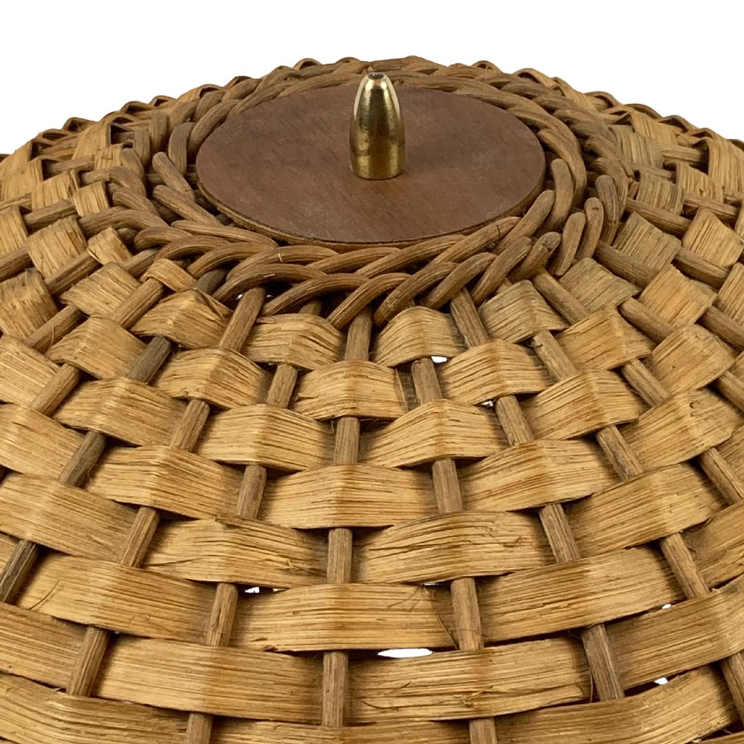 Lighting Midcentury Scandinavian Rattan Wicker Mushroom Floor Lamp, 1960s photo