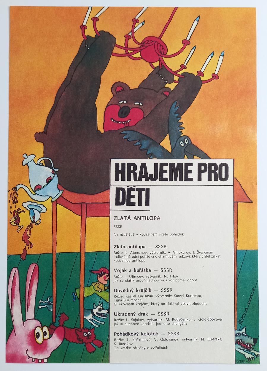 Original Film Poster, Golden Antelope, Vratislav Hlavatý, 1981, Genuine Czech Vintage Print
