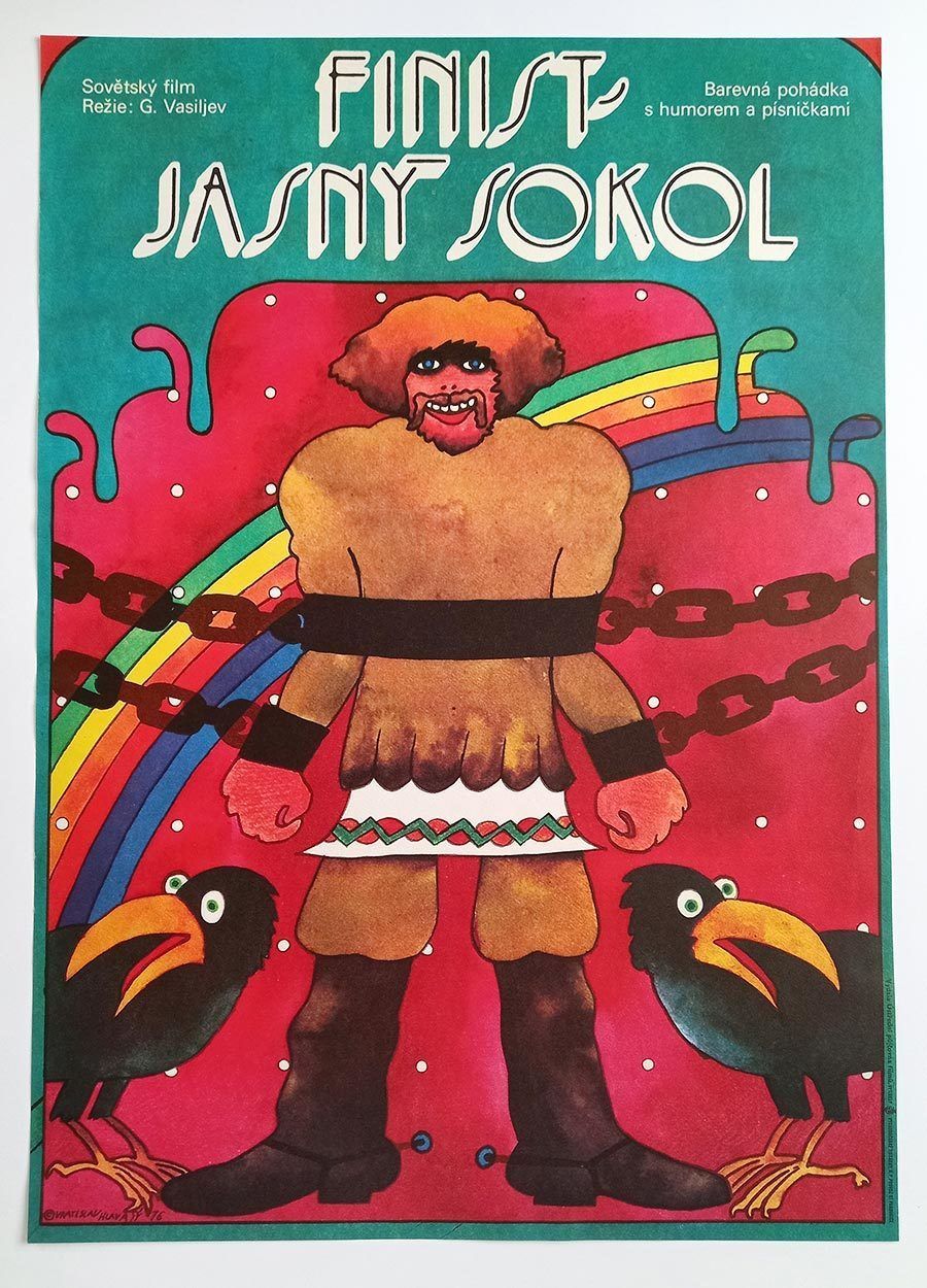 Original Movie Poster, Finist, The Brave Falcon, Vratislav Hlavatý, 1976, Genuine Czech Print