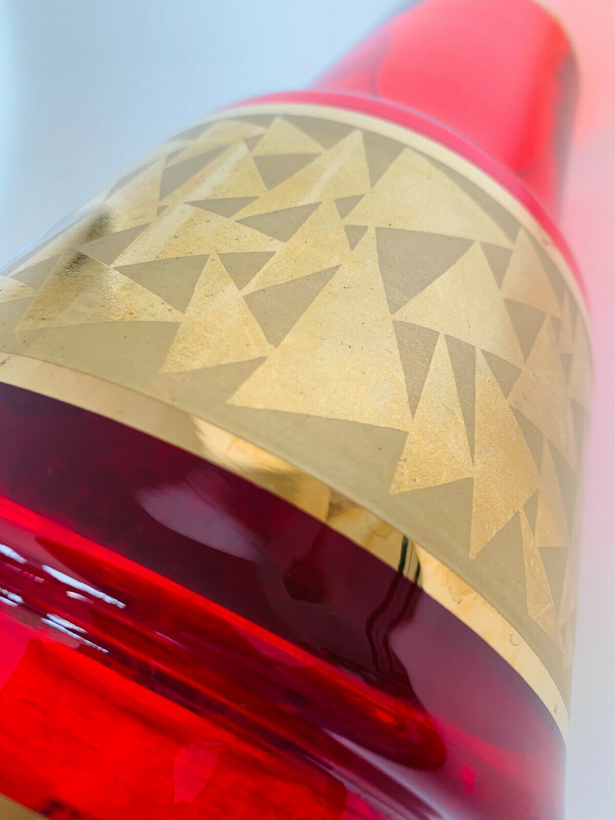 Mid Century Czech Jan Gabrhel Gilt Ruby Coloured Glass Vase 1960s photo for sale
