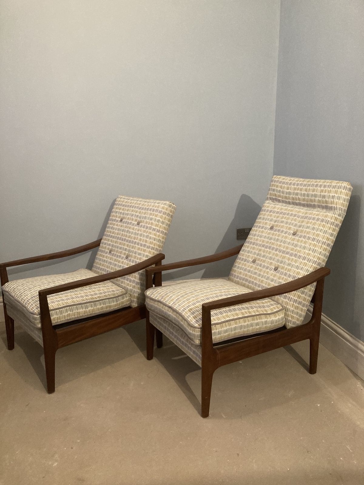 Mid Century Ladies And Gentleman's Teak Lounge Chairs photo vintage