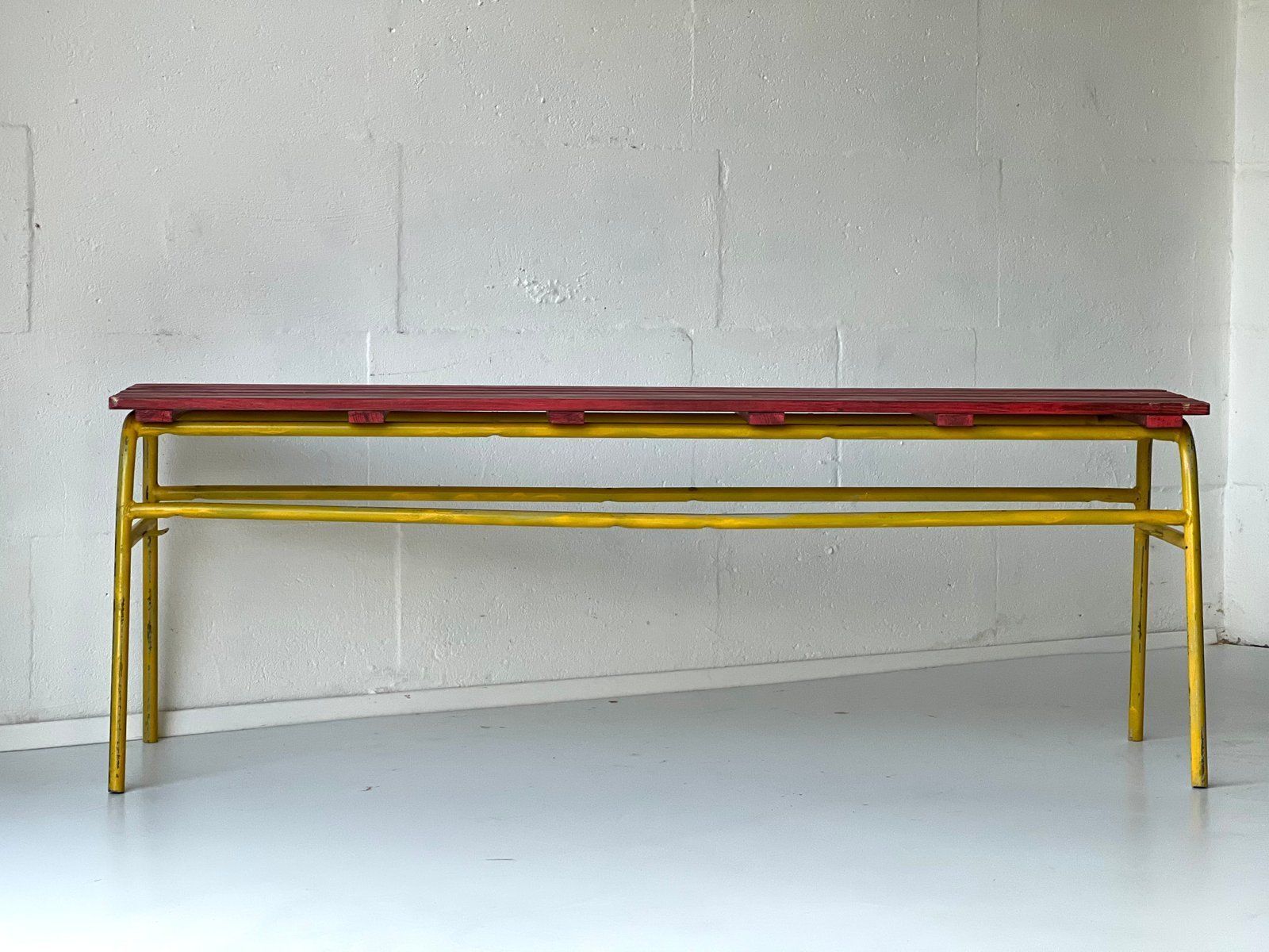 Industrial Bench In Metal And Pine, 1970s photo buy