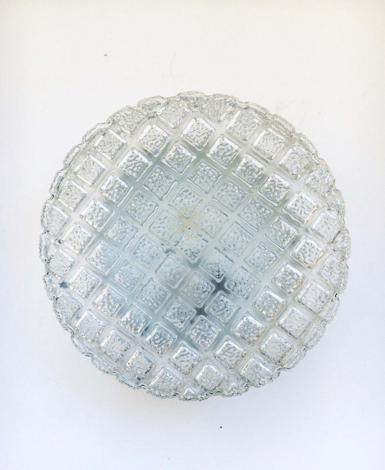 1970's Plaid Pattern Glass Sconce Wall Lamp By Massive photo for sale