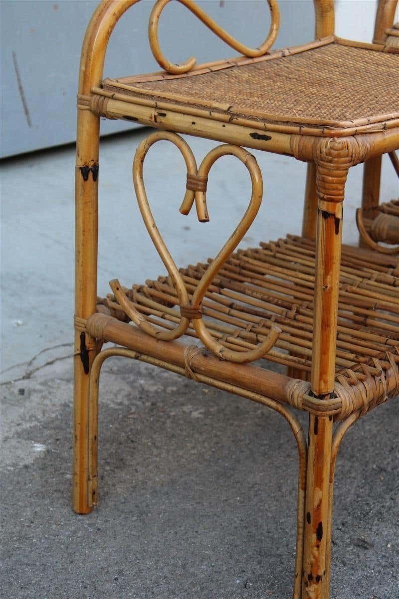 Pair Night Stands Mid Century Italian Design Bamboo Minimal 1950s photo 1568.0