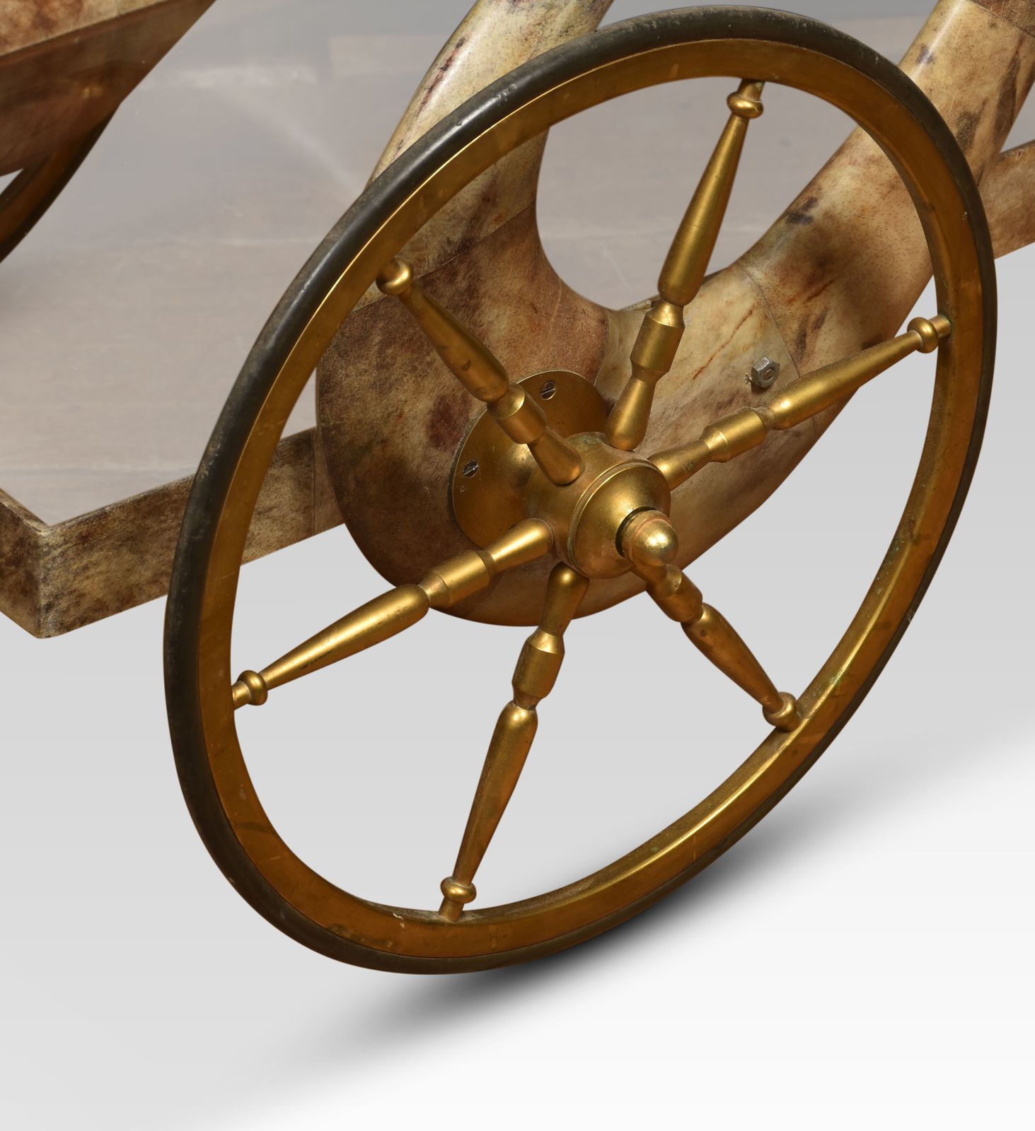 Goatskin And Brass Bar Or Dessert Cart By Aldo Tura photo furniture