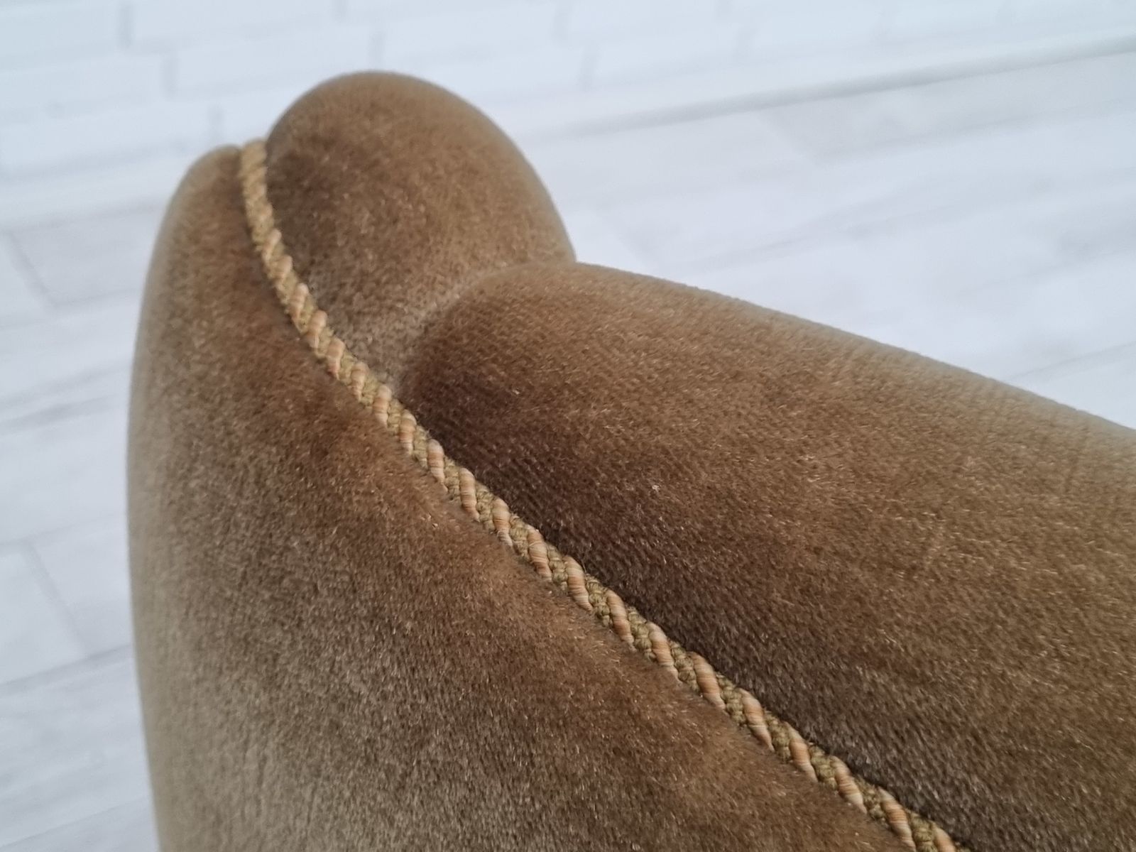 1960s, Danish High Back Armchair, Original Upholstery, Green Velour photo Furniture