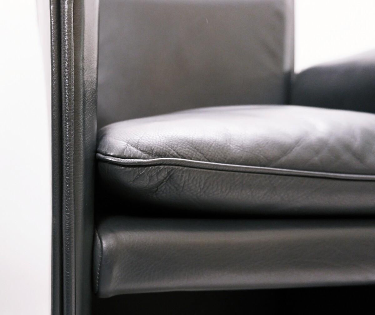 Mid Century Modern Mod.401 "Break" Chairs By Mario Bellini, Mouse Grey Leather photo Furniture