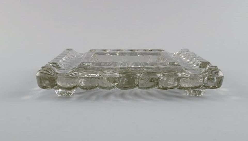 Baccarat, France, Square Art Deco Bowl / Dish In Clear Art Glass, 1930s / 40s photo for sale