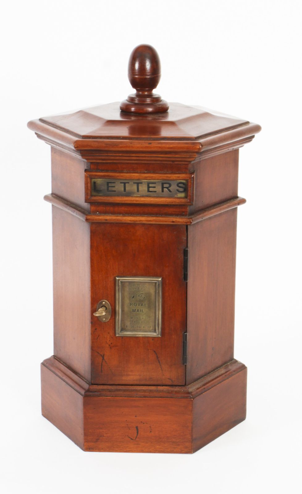 Vintage Hexagonal Country House Pillar Post Letter Cabinet  20th Century