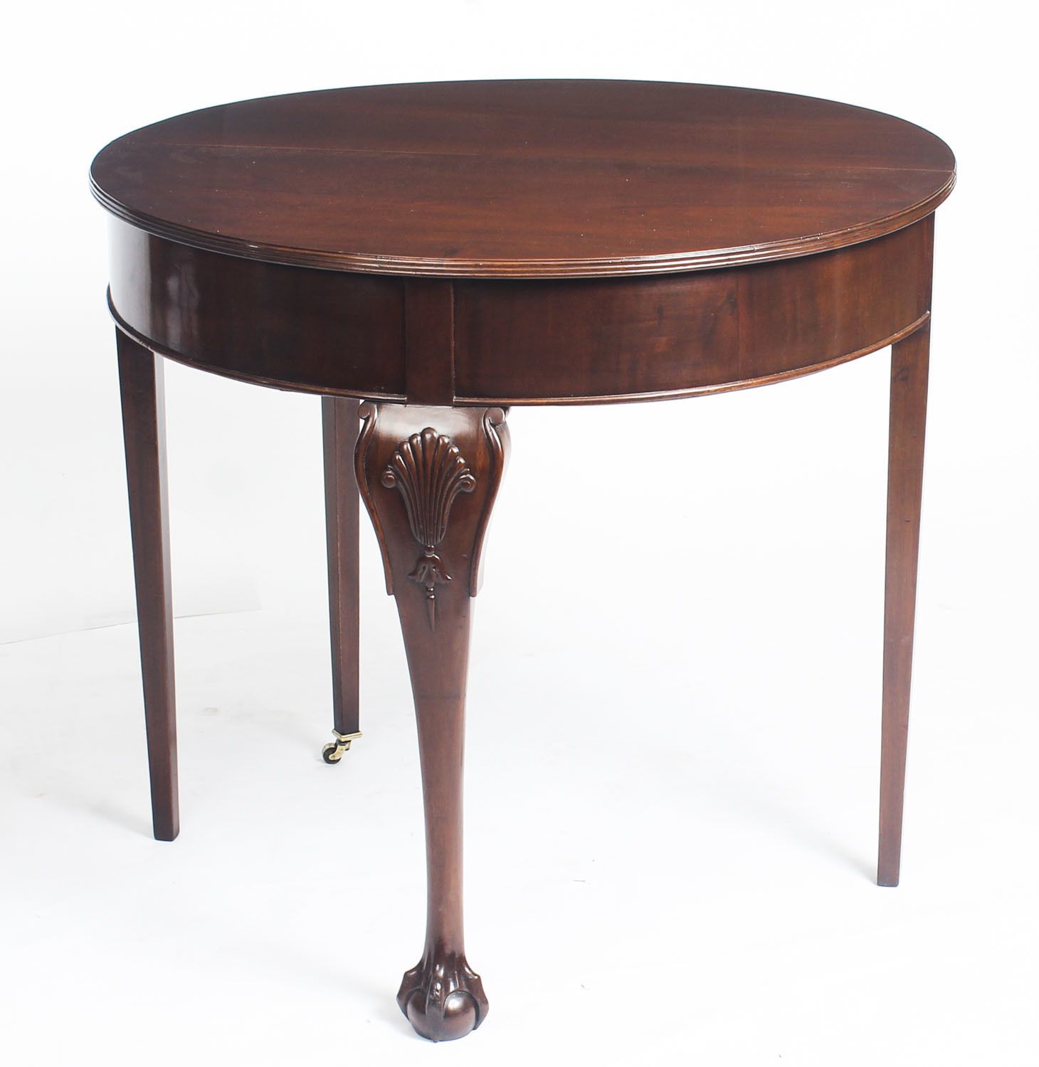 Victorian Mahogany Demi Lune Card Console Tea  19th C