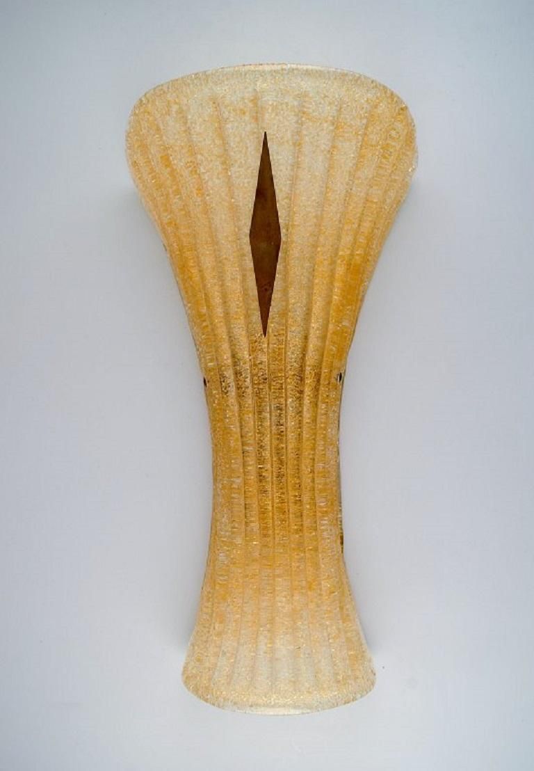Barovier And Toso, Venice, A Pair Of Giant Wall Lamps In Fluted Art Glass photo furniture